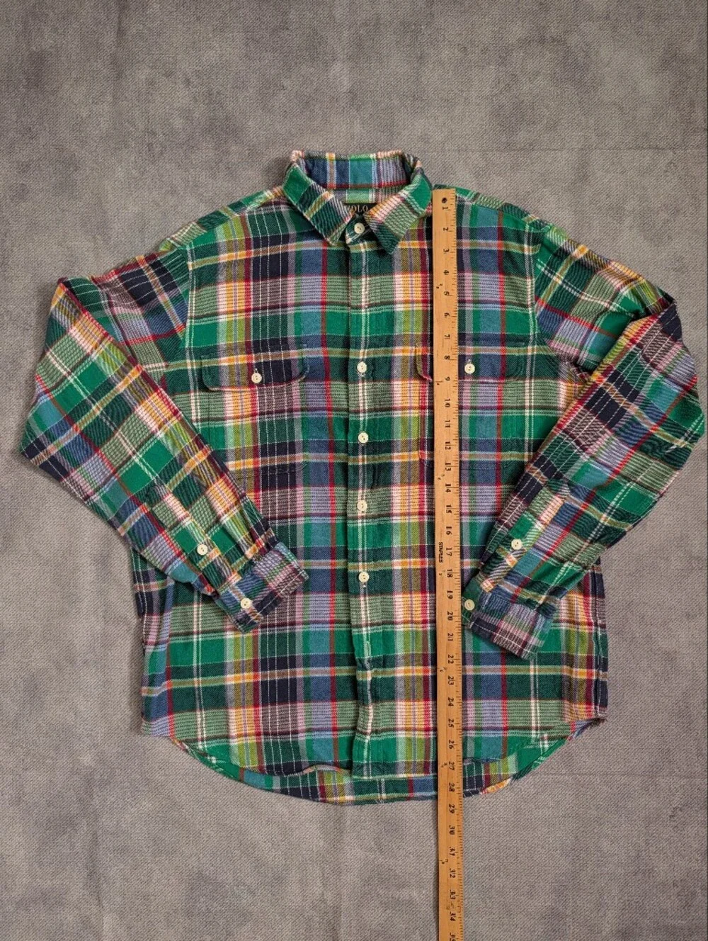 Polo Ralph Lauren Classic Fit Green Plaid Flannel Workshirt Size L Men's